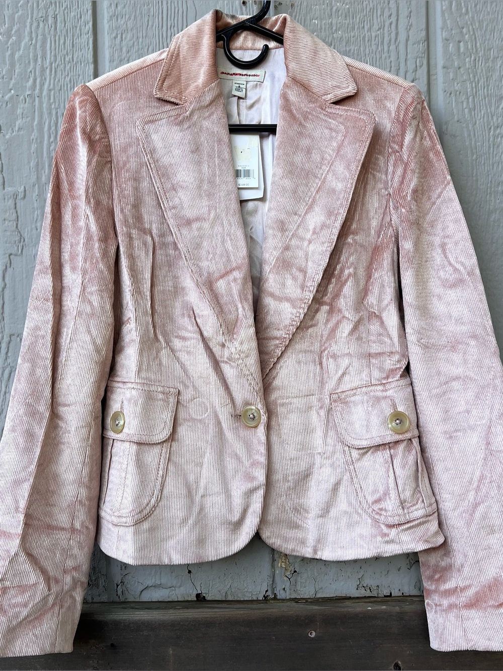 Banana Republic pale pink soft stretch corduroy button down collared jacket